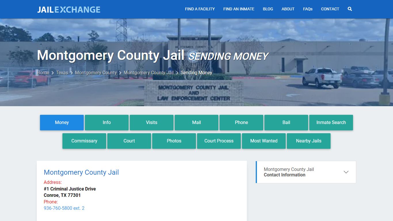 Send Money to Inmate - Montgomery County Jail, TX